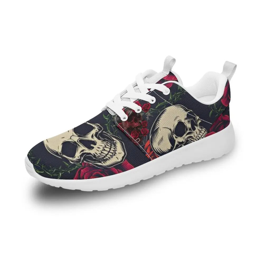 

Day of The Dead Sugar Skull Red Rose Floral Design Women's Tennis Athletic Shoes DIY Design Lightweight Comfortable Men Sneakers