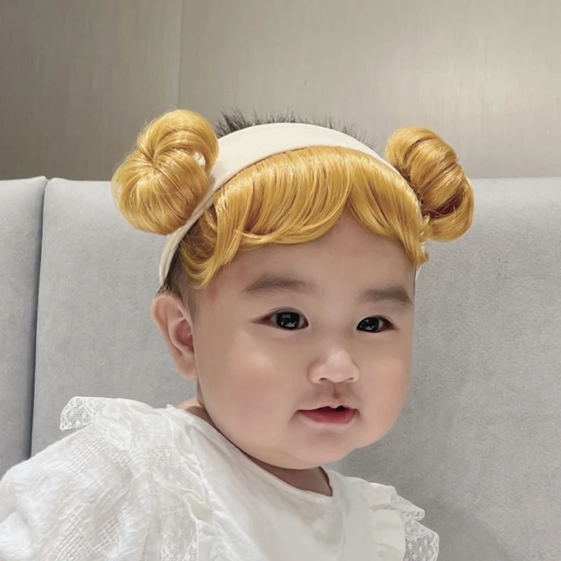 귀엽고 세련된 골드 가발 패셔너블한 가발 여아를 위한 세련된 헤어 액세서리