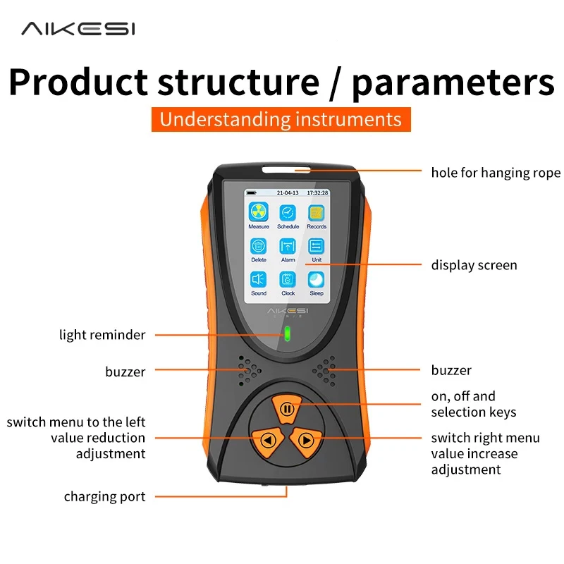 Geiger Counter Nuclear Radiation Detector Color Display Screen Personal Dosimeter Detectors Beta Gamma X-Ray Tester radiation detector geiger counter