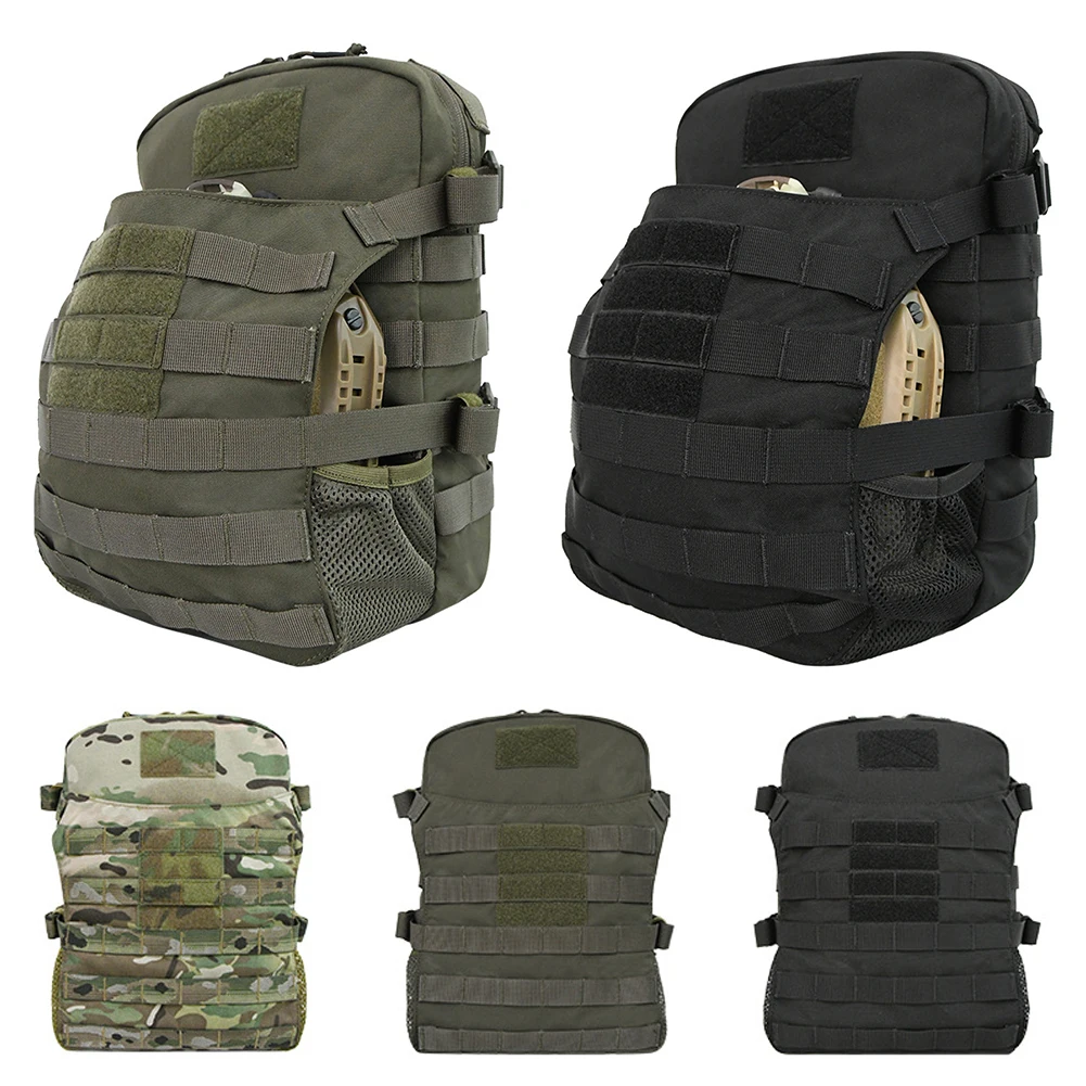 1Pc Nylon Tactical Molle Hydration Pack,Molle Hydration Carrier with Helmet Bag Pouch,Hydropack for 3L Water Bladder