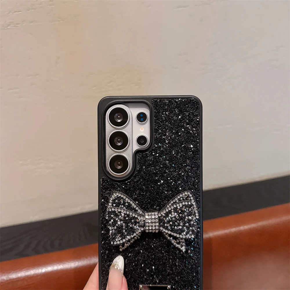 Luxury 3D Rhinestone Butterfly Bow Glitter Phone Case - Full Screen Shockproof Bumper Cover
