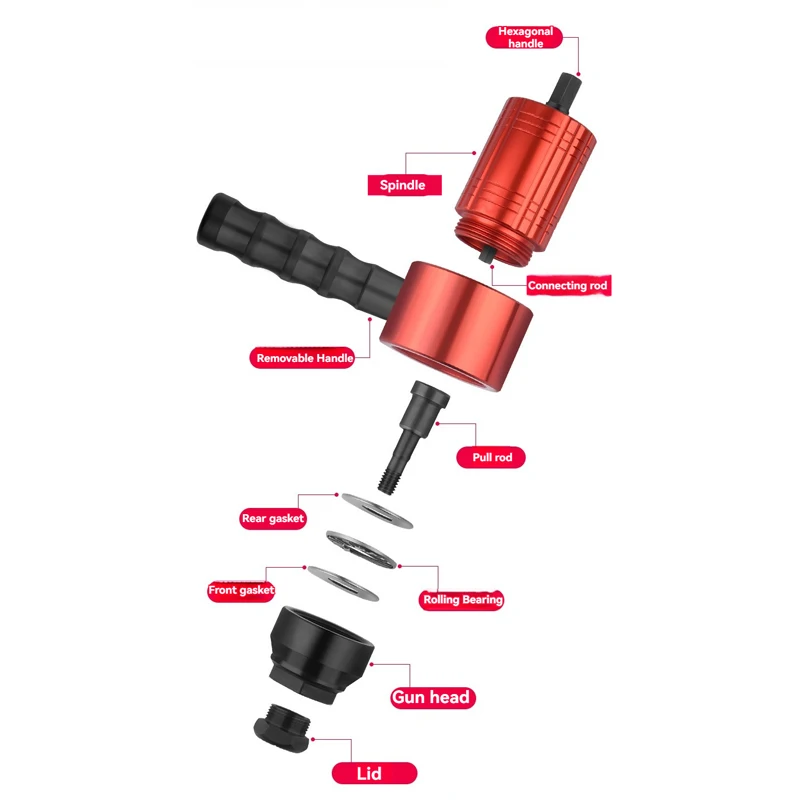 M3-M8 Rivet Nut Gun Riveting Cordless Rivet Drill Electric Adapter Insert Nut Tools Can Be Used In Manual And Electric Mode