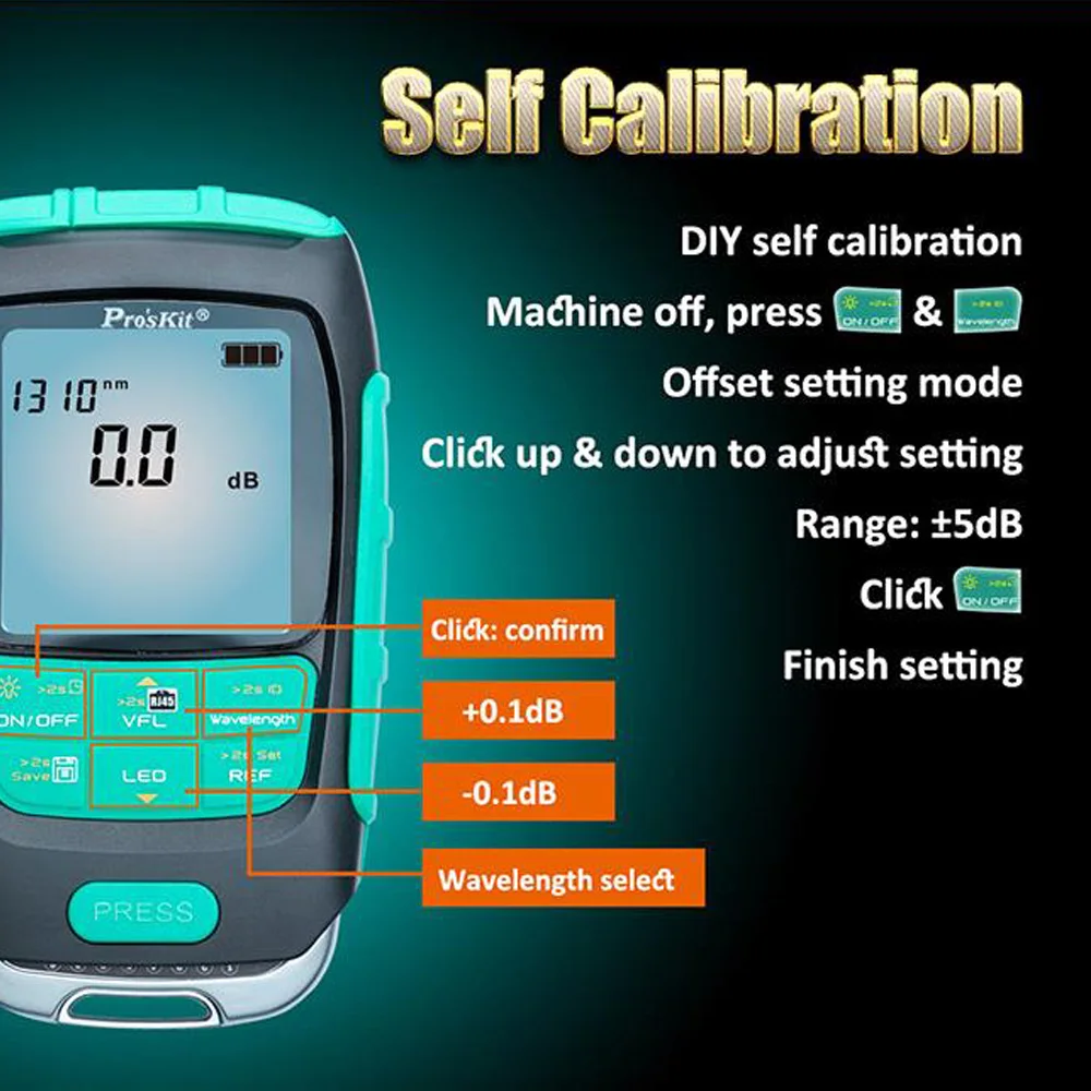 Pro'sKit MT-7615/7616 High Precision Power Meter 4 in1 Multifunction Fiber Network Test Fiber Breakpoint High Precision Teste