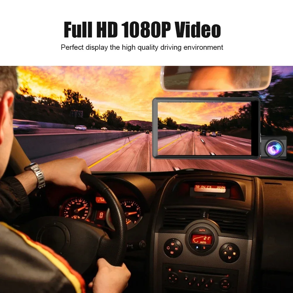 Car Dash Cam Video Recorder with 3 Cameras and 4 Inch Screen