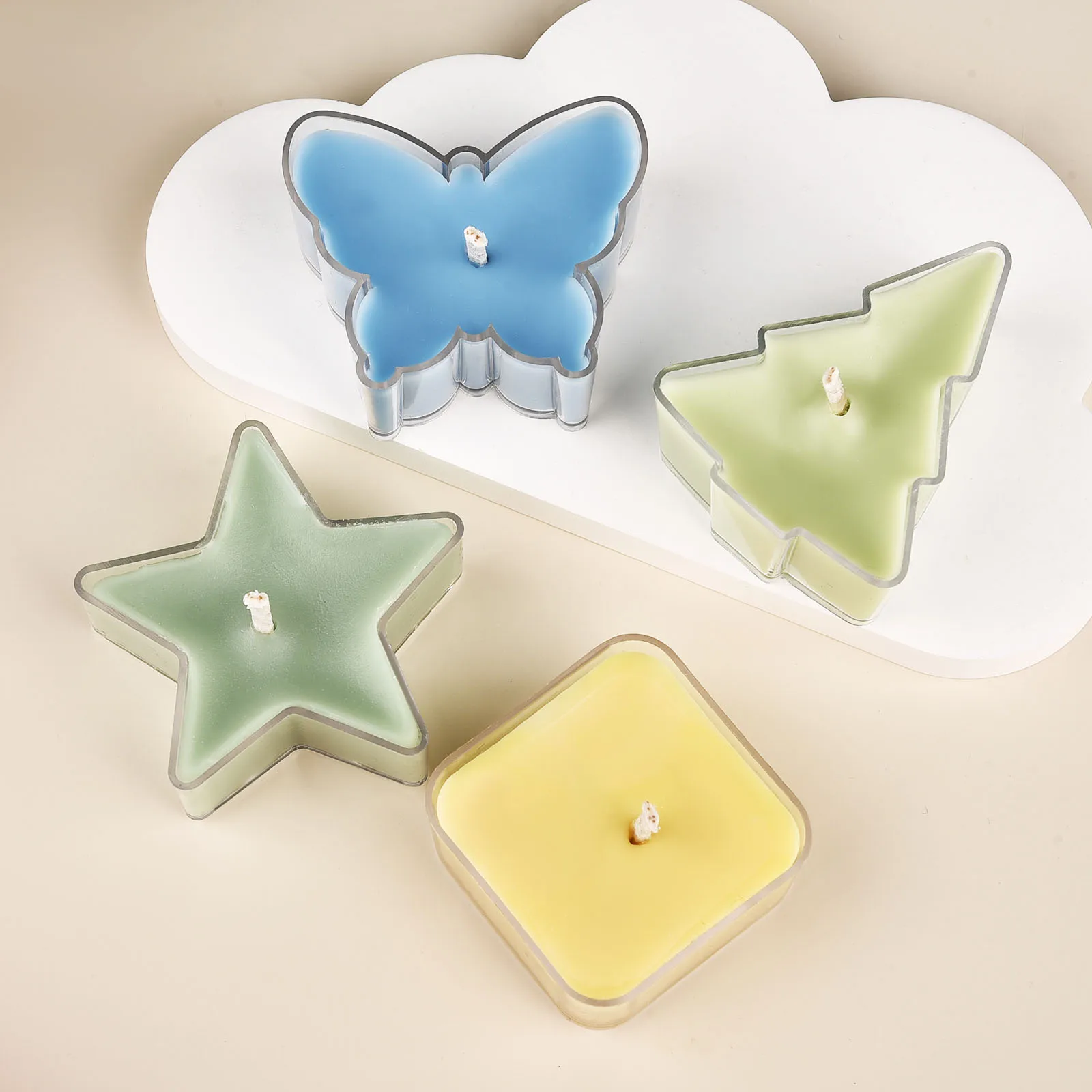 5Pcs/Pack DIY Candle Making Mold Heart Shaped Small Candle Love PC Box Plastic Flame Retardant Wax Box Acrylic Tea Wax Mould