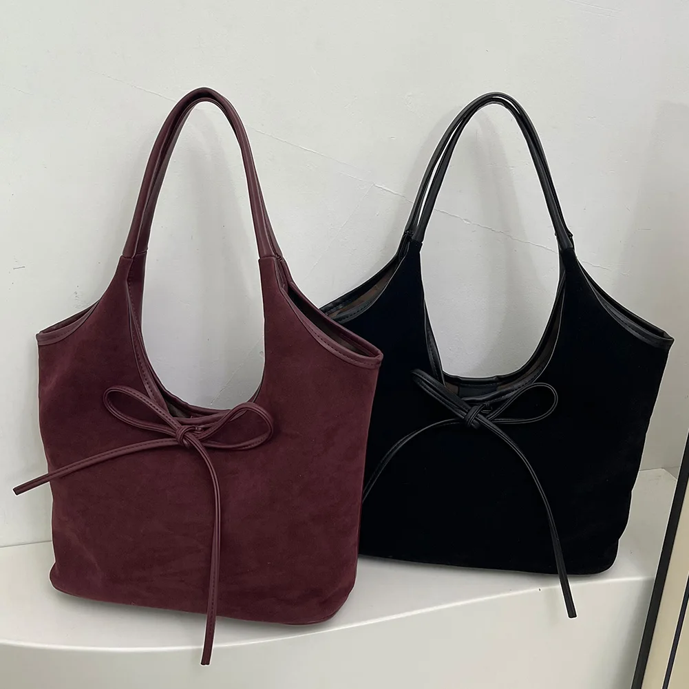Suede Women Tote Bag with Magnetic Closure for Travel and Commute