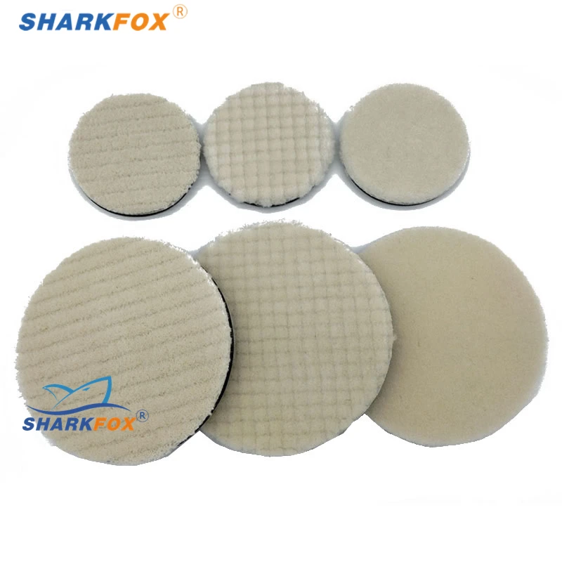 Sharkfox 3/5 Inch Japan Wool Polish Pad For DA RO Car Polisher Polishing Tray 80mm125mm Cutting Pad Car Clean Product 4