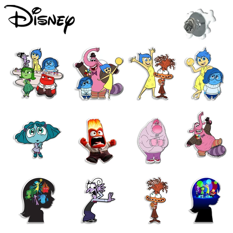 Disney Animation Inside Out Acrylic Bracelet Cartoon Character Sadness Joy Anxiety Badge Cute Resin Neckline Decorative Gifts