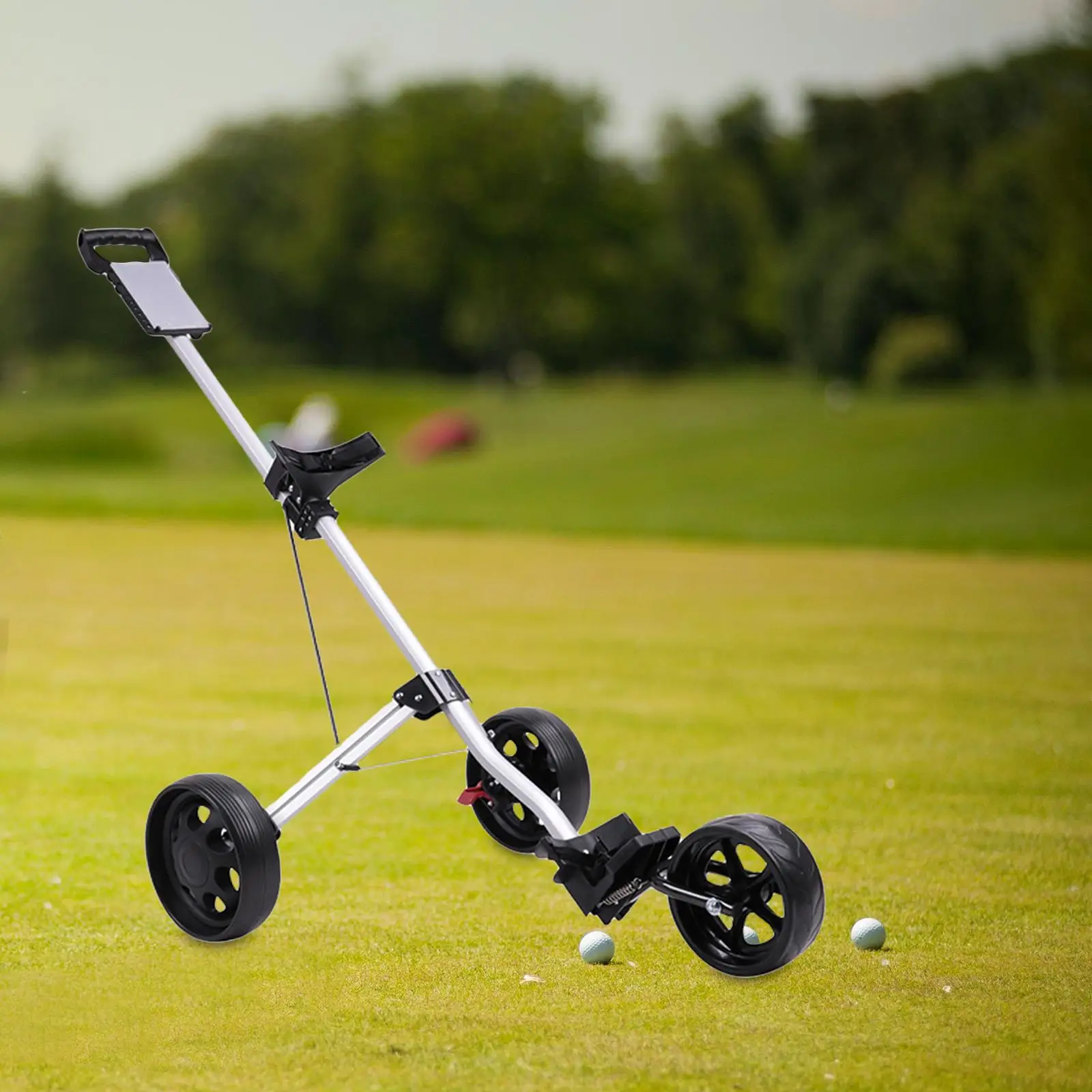 Push Pull Golf Cart 3 Wheeled Caddy Cart with Scoreboard Golf Pull Cart