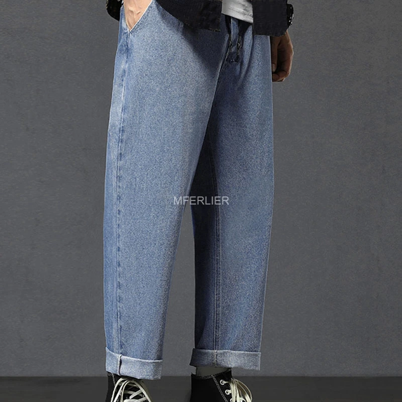 Autumn Spring Large Size Jeans For Men Waist 145cm Cotton Loose Trousers 6XL 7XL 5