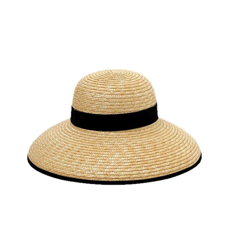 Strohhut, Gras-Kuppelhut, Sommer-Strohhut für Damen, Strand-Reise-Sonnenhut, Hepburn-Stil, breiter Krempe, Sombrero für Frauen – Detail 3