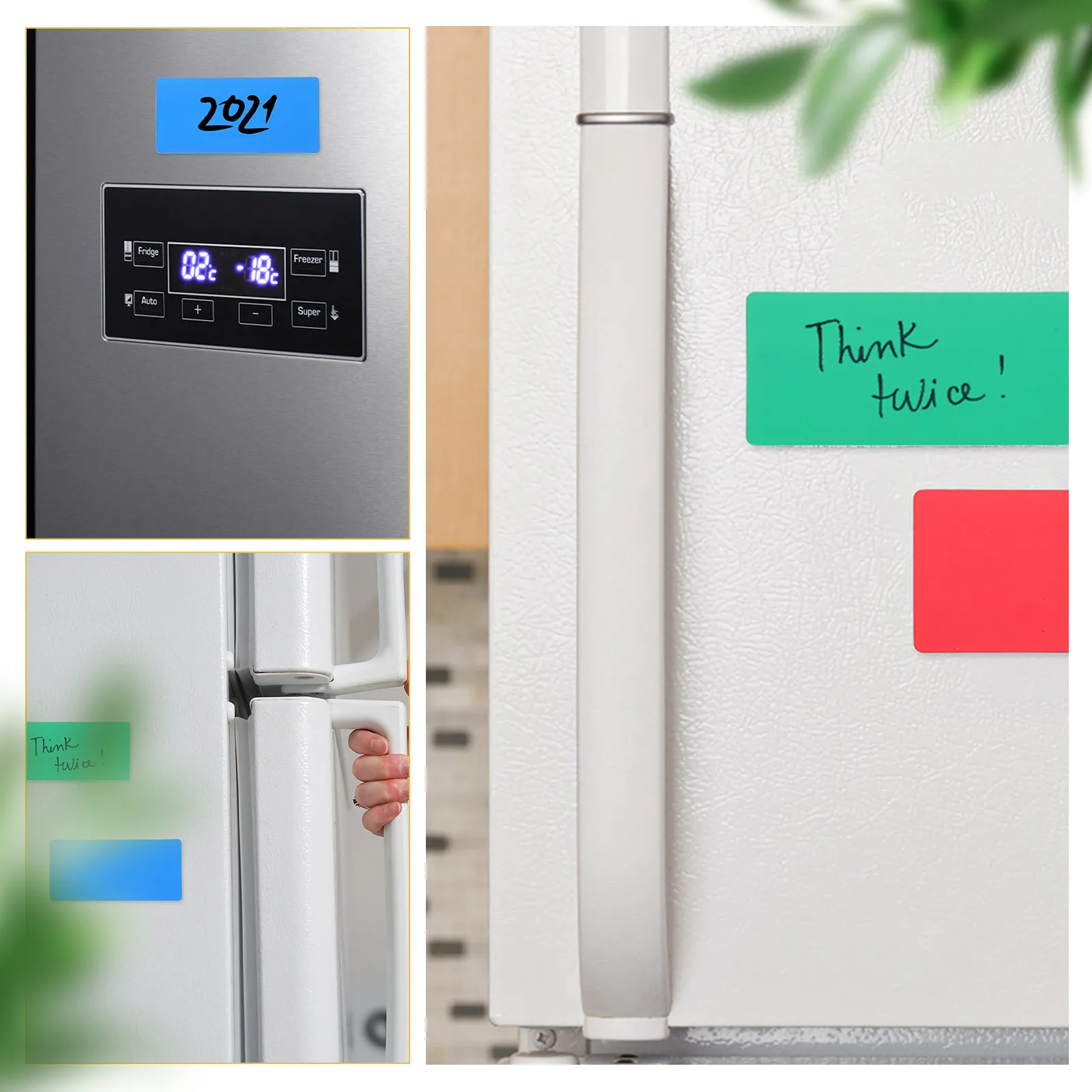 10Pcs 쓰기 가능한 자석 냉장고 용 건식 지우기 라벨 화이트 보드 컬러 메모 탭 재사용 가능한 홈 스쿨 사무용품