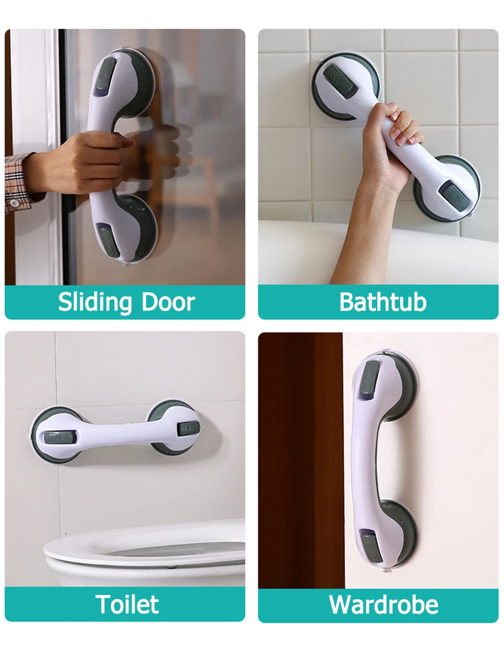 Description Picture 4 of itemBathroom Suction Grab Bar Safety Helping Handle Anti Slip Shower Handles Vacuum Sucker Handrail Plastics Suction Cup Bath Handle