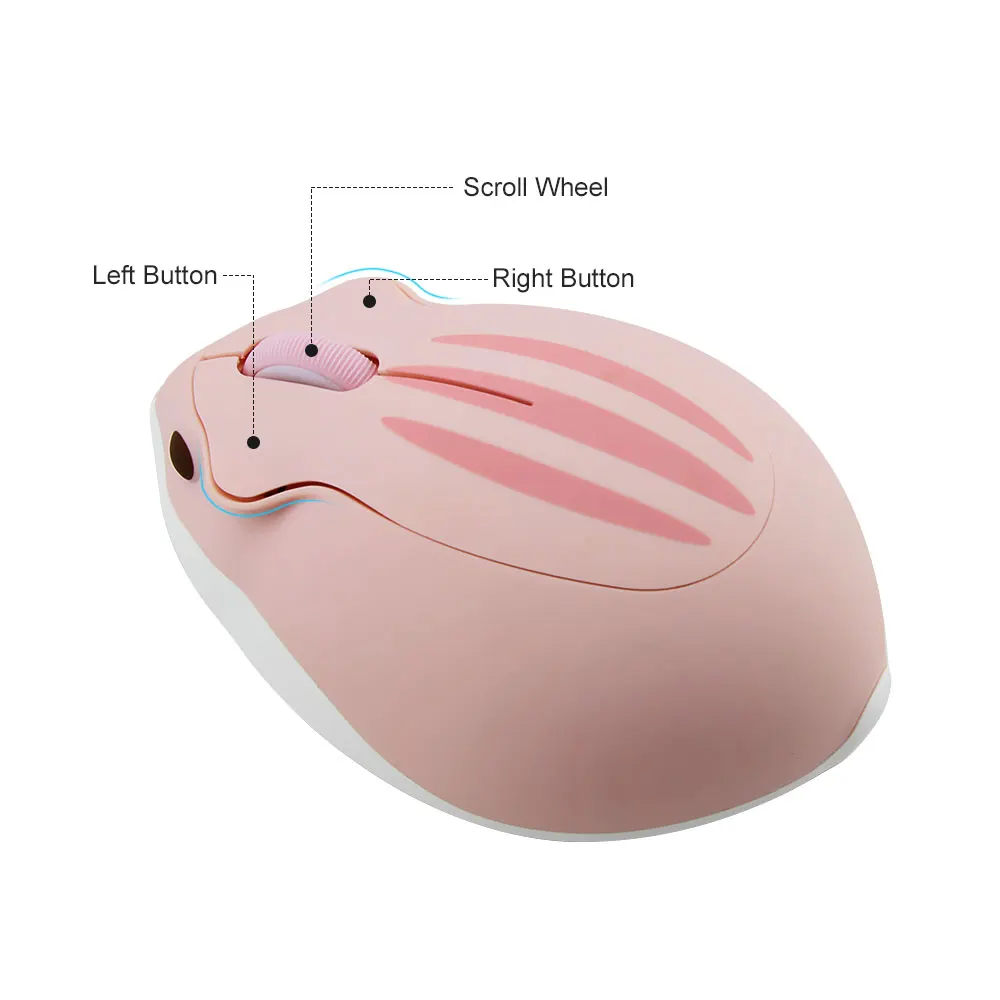 Cute Cartoon Hamster Mouse sem Fio Ratos Usb Ópticos Ergonômicos Kawaii Gaming Mouse para pc Laptop Tablet Computador Presente do Garoto 2.4g - Imagem 6