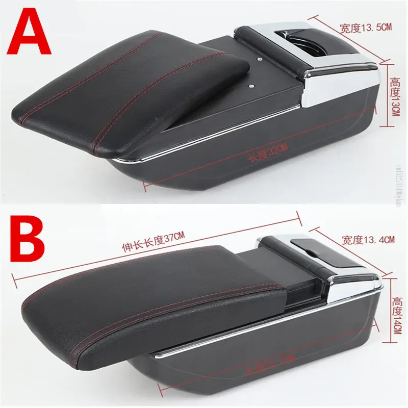 현대 악센트 팔걸이 상자 현대 악센트 베르나 자동차 팔걸이 상자 USB LED 조명이있는 내부 부품 보관 상자