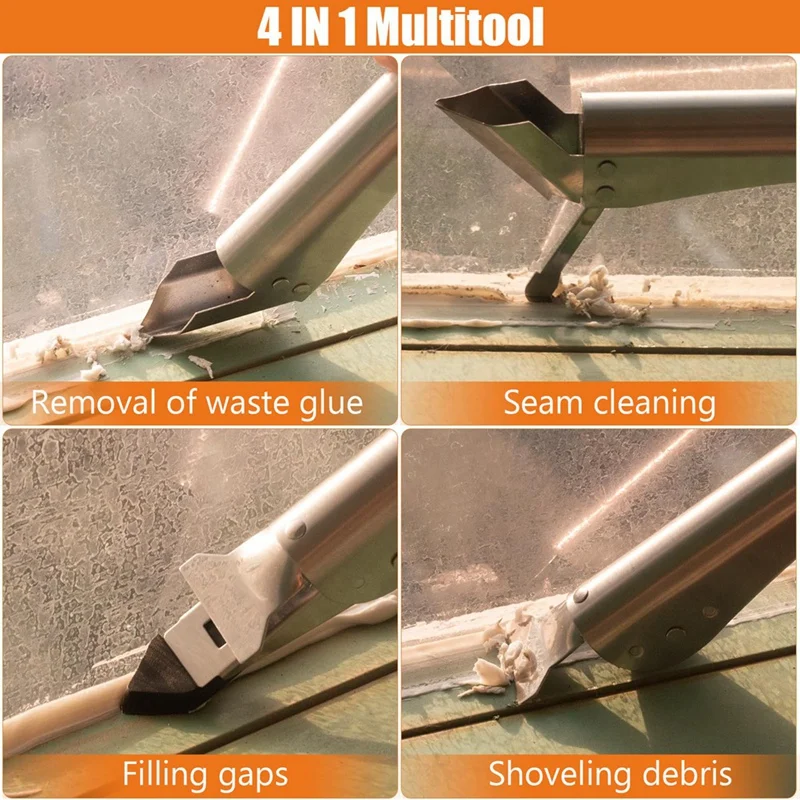 Upgraded Stainless Steel Caulking Tools, 4-In-1 Sealant Finishing Tool With 5 Silicone Squeegee, Grout Removal Tool Easy Install 3