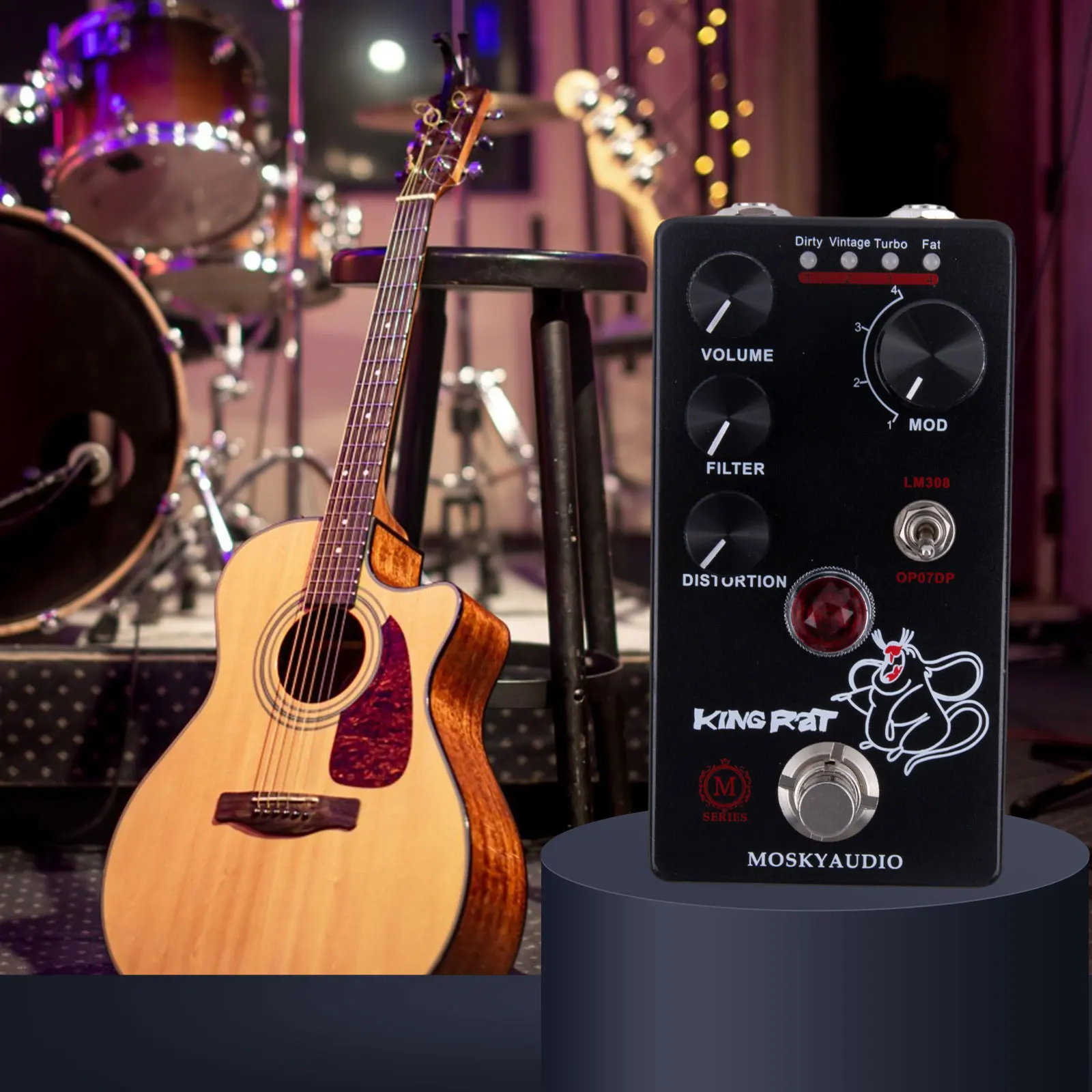 

Guitar Effects Pedal, Mosky King Rat Volume Filter Fuzz Distortion, Sound Control, Classic and Fat Sound, Black