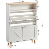 Freestanding Farmhouse Style Shoe Storage Cabinet with Flip Drawers and Door 2