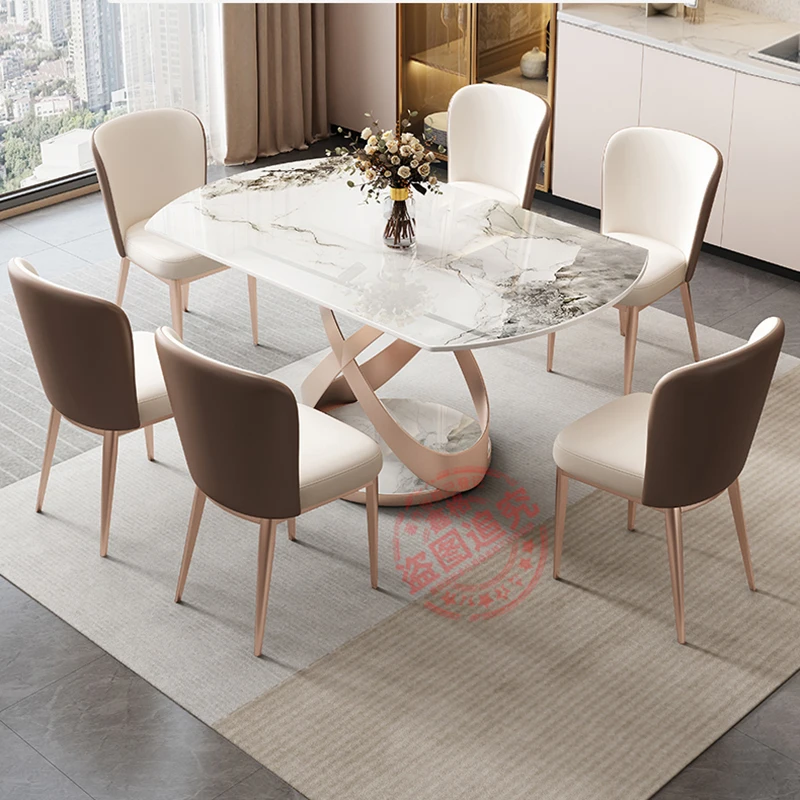 Extendable marble dining table set sale
