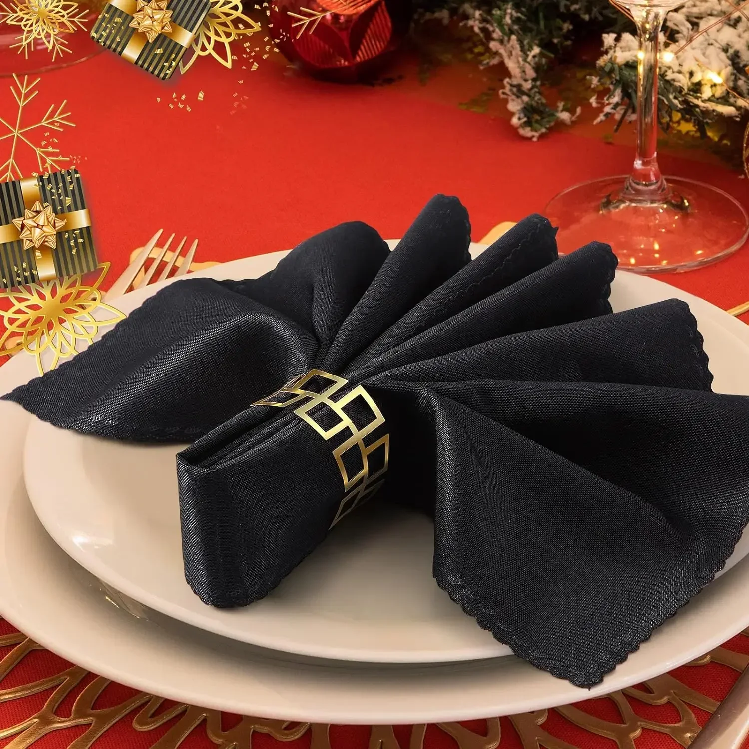 Gold Napkin Rings 25/50Pc for Christmas Wedding Party Dinner
