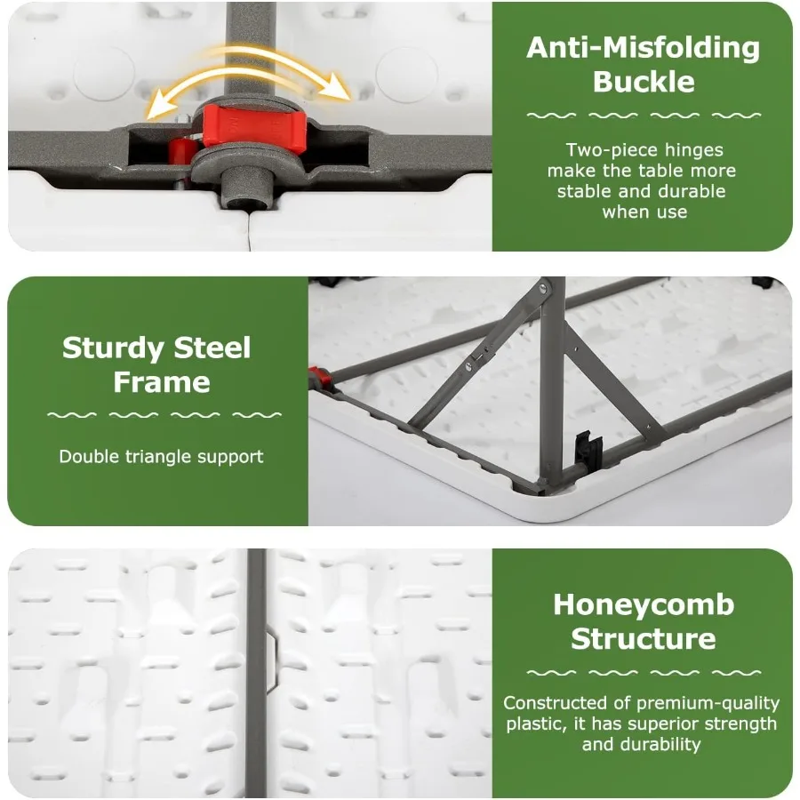 Outdoor 34 Folding Card Table Plastic Table Portable Square Height Dining Table Perfect for PicnicsParties Party and Camping Wh