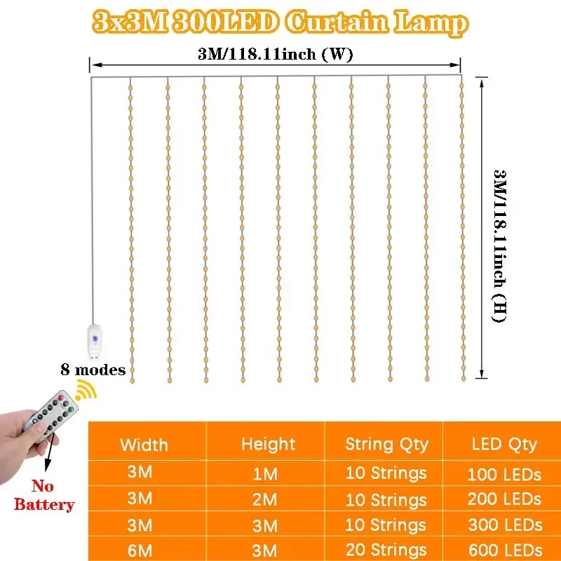 Enchanting USB LED Fairy Curtain Lights with Remote Control for Festive Decor and Celebrations