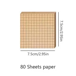 Cute and Kawaii Sticky Notes Memo Pad with Korean Stationery Stickers (Khaki - grid)