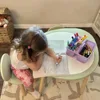 Kids Table and Chairs Set, Kids Wooden Play Table with 2 Chairs, Kids Round Table for Toddlers, Suitable for Bedroom, Playroom 3