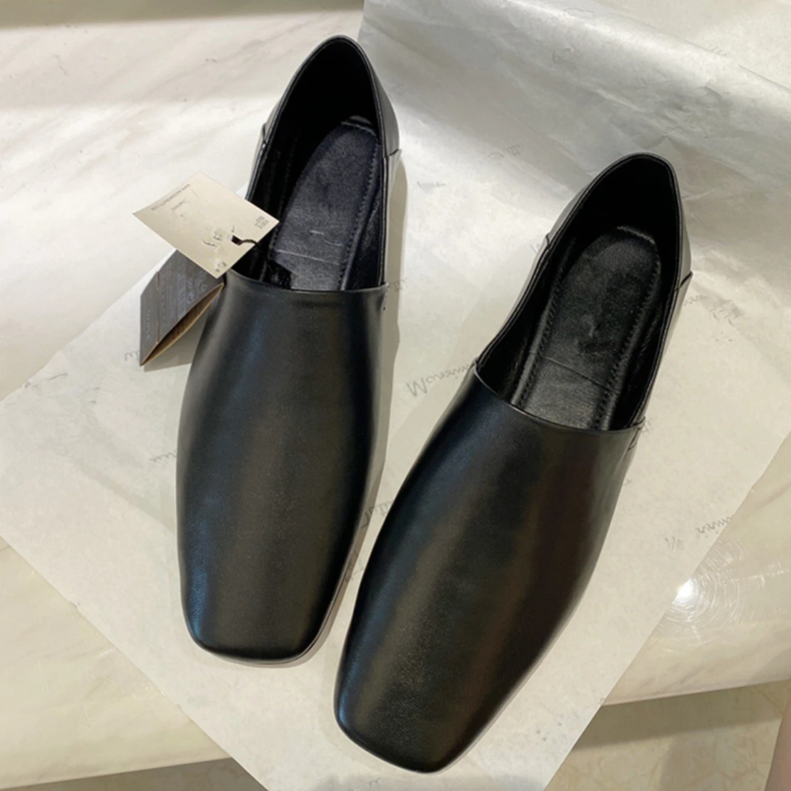 Jenny&Dave Spring Flat Shoes Summer Fashion Vintage Sheep Soft Genuine Leather Mule Shoes Women Slip-On Loafers Women