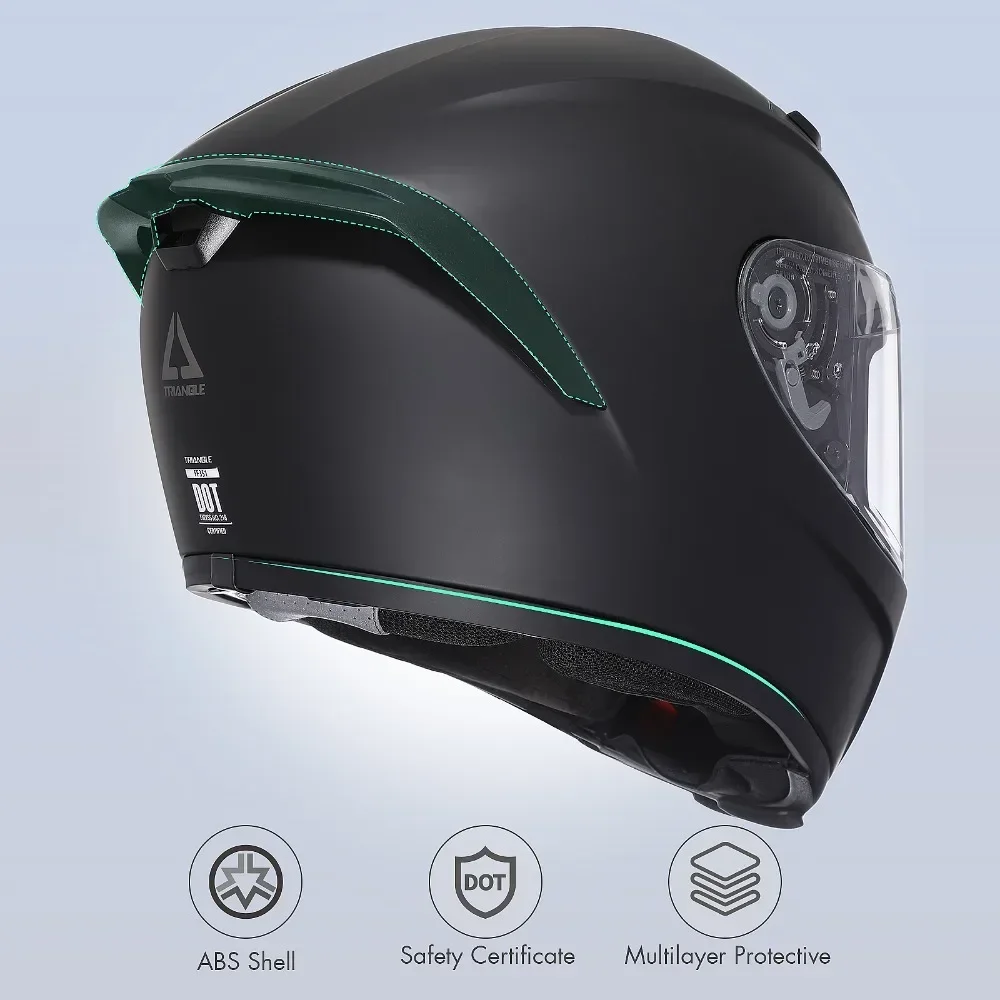 Full Face Motorcross Helmet with Dual Lens Wide Vision Motorcycle Helmets for Men and Women DOT Approved FF351 TRIANGLE