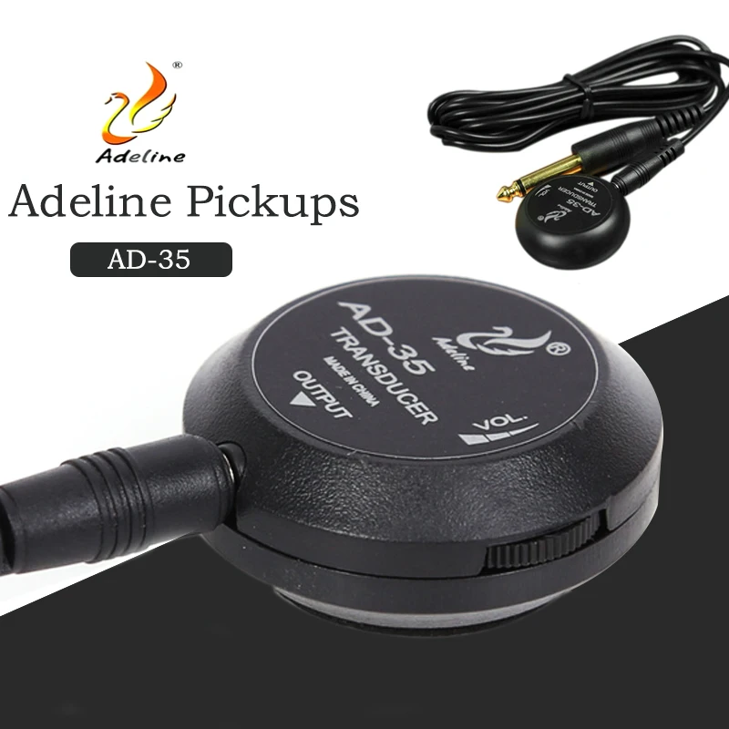 Adeline AD-35 Mini Piezo Pickup - Micrófono transductor de contacto con cable de 3 metros para guitarra acústica clásica