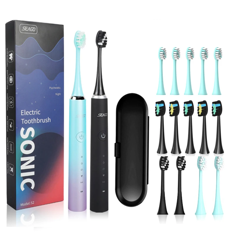 

SEAGO Electric Toothbrush Rechargeable Sonic Toothbrush 5 Modes Teeth White Brush Soft Brush Travel Toothbrush IPX7 Waterproof