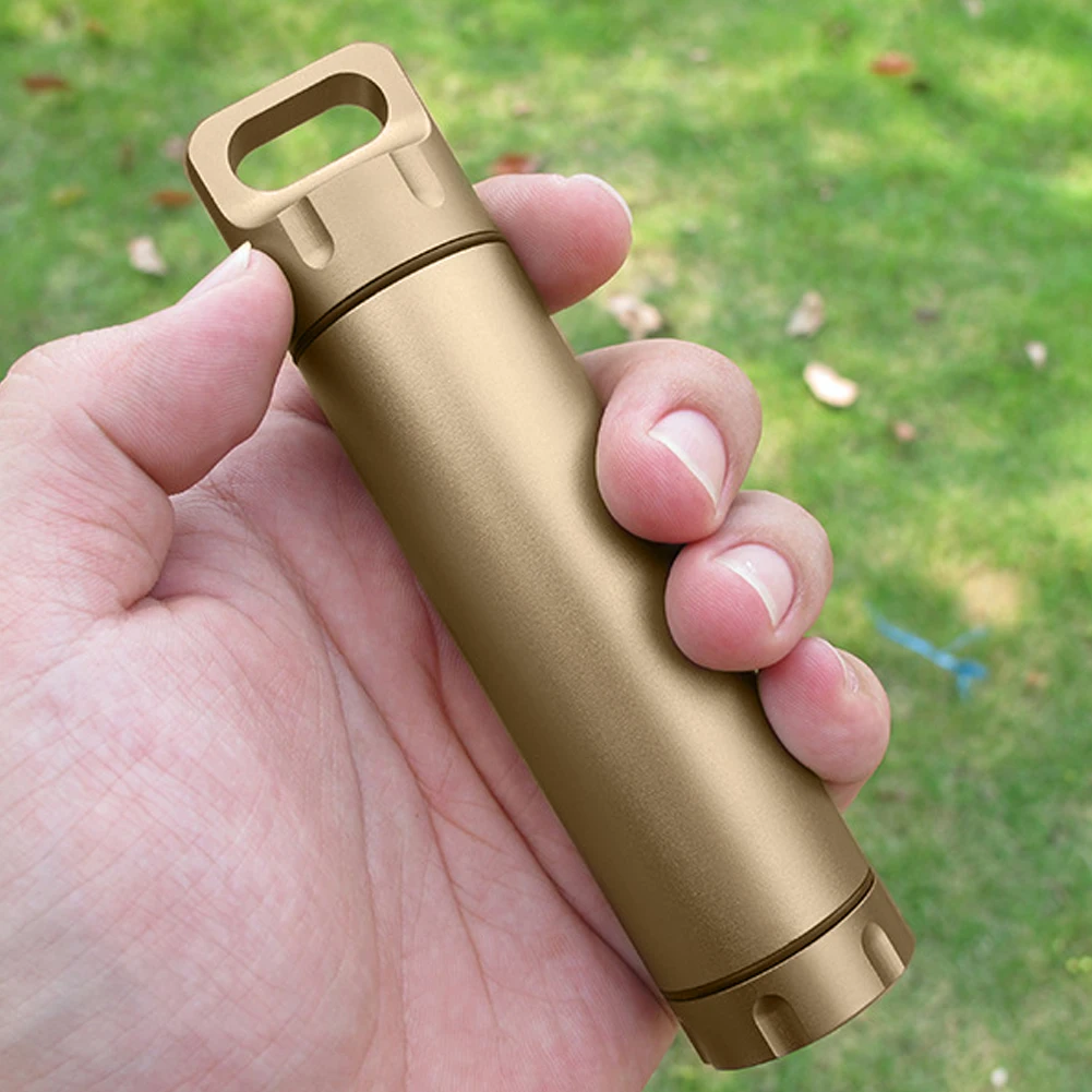 Aluminum Alloy Waterproof Canister Container Emergency Capsule Bottle Seal Capsule Bottle Outdoor Equipment Sealed Tank 3