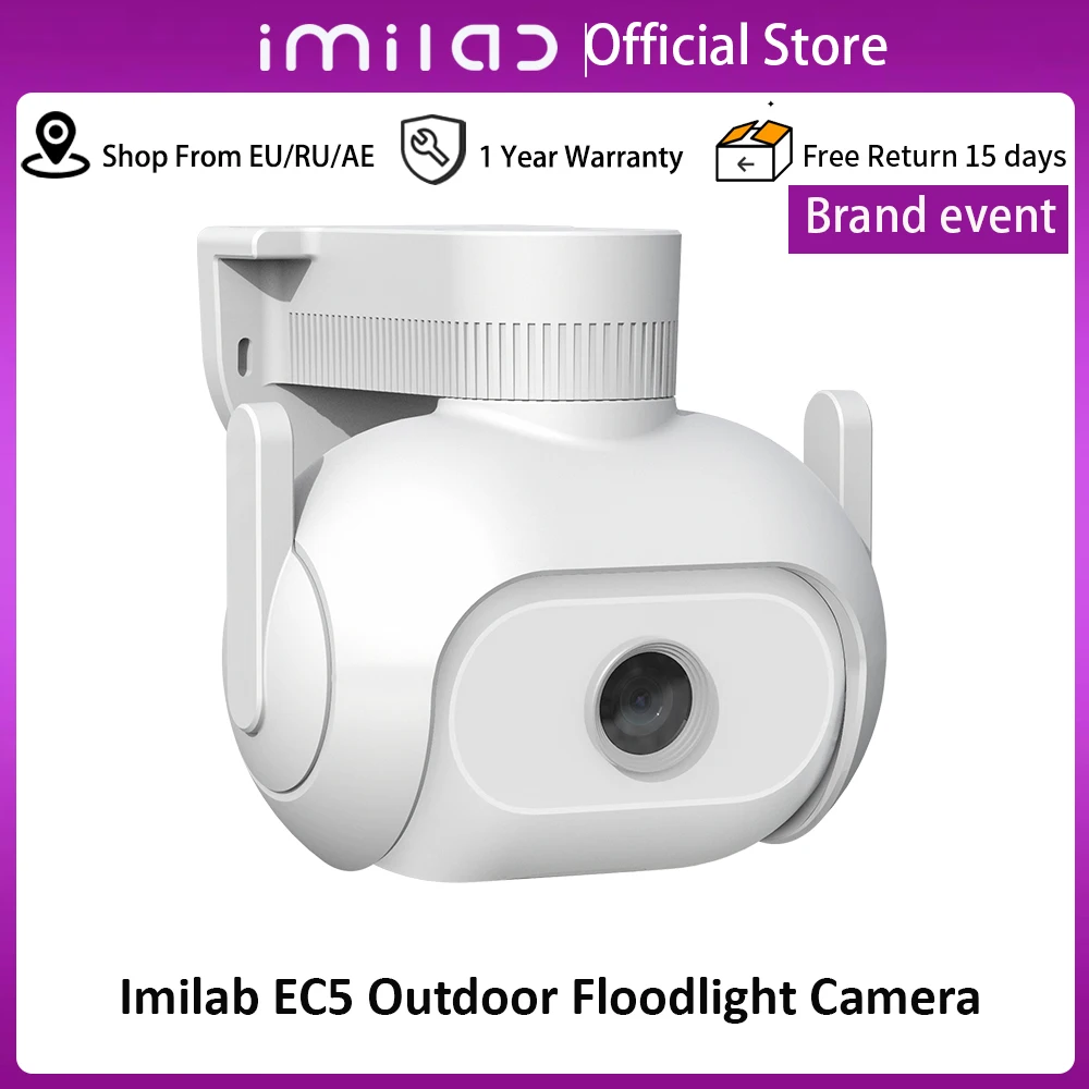 Камера IMILAB - EC5 с прожектором, наружная камера видеонаблюдения, цветное ночное видение, отслеживание людей на 360 °, умное приложение, 2K камера видеонаблюдения imilab ec4 spotlight battery cmsxj31a