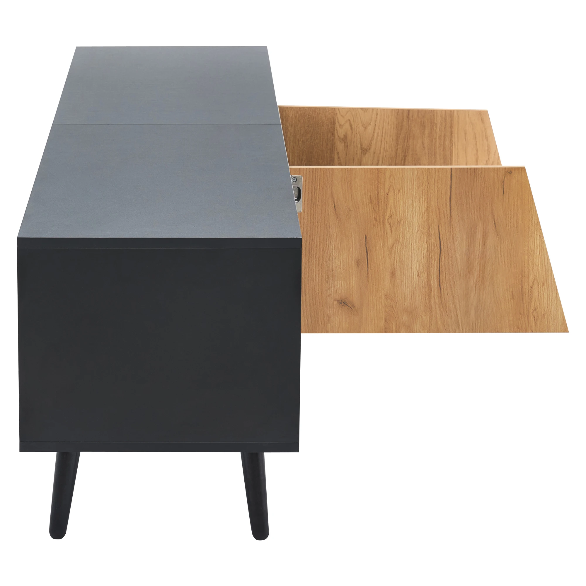 KOMHTOM TV-Schrank - Mit Schubladen, 2 Schränken und 6 Massivholz-Stützbeinen, passend für 75-Zoll-Fernseher – Detail 8