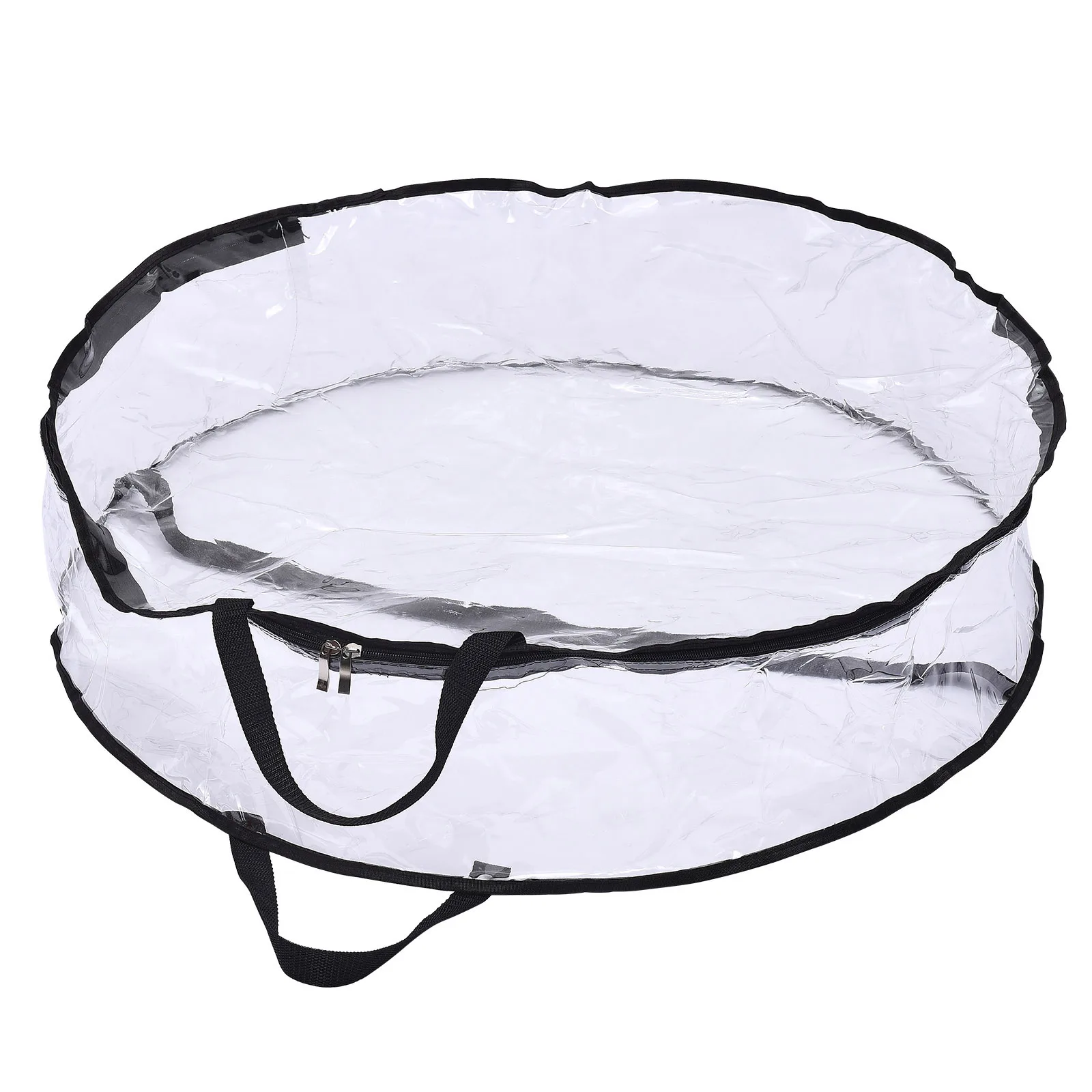 Christmas Wreath Storage Bag Foldable Reinforced Canvas Handle Black Border Transparent Waterproof Carry Organizer Xmas Supplies