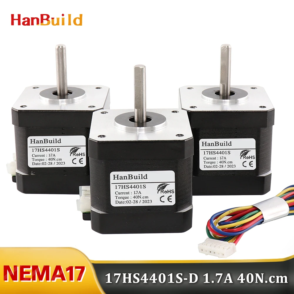 

3Pcs 3D Printer 2 Phase 4 Lead 1.8 Degree Nema17 Stepper Motor 42BYGH40 1.7A 17HS4401S For CNC Laser Engraving Machine