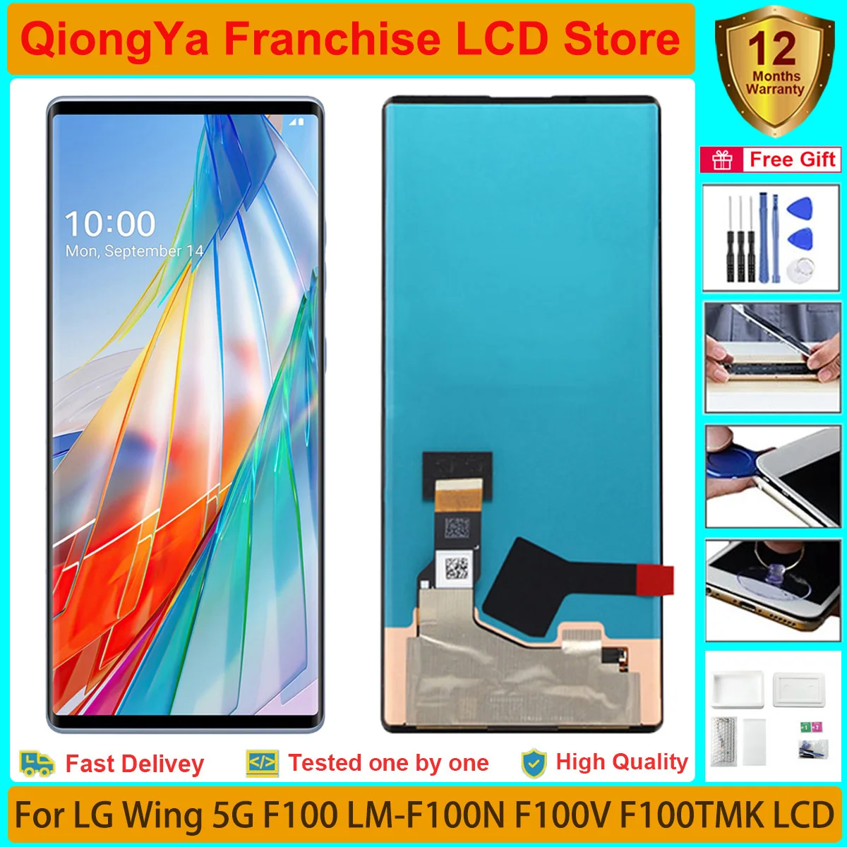 

6.8" Original Tested wing Display For LG Wing 5G LMF100N LM-F100N LM-F100V F100TMK F100 LCD with Touch Screen Digitizer Assembly