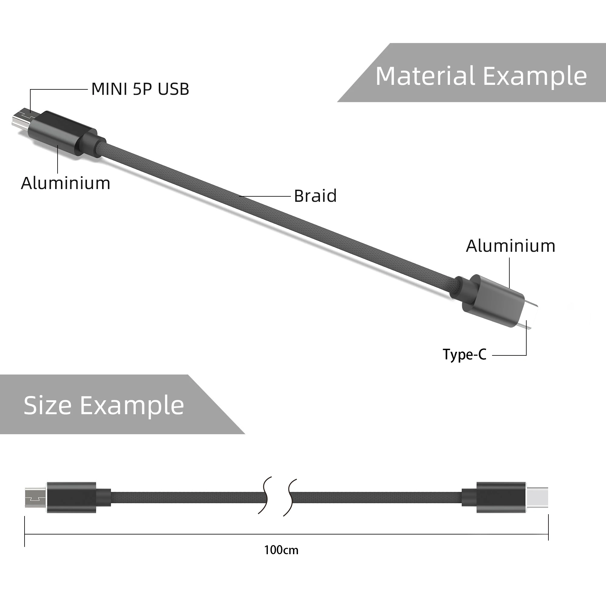 USB صغير لنوع C كابل ، شحن الحبل للتحكم PS3 ، MP4...