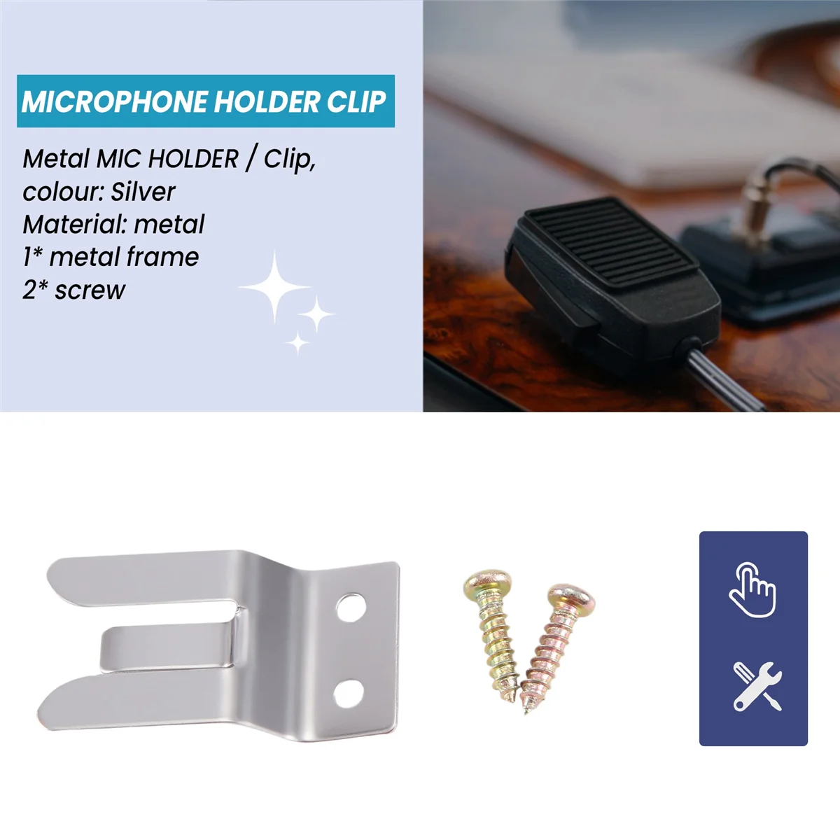 Metal MIC HOLDER / Clip-Screw In for CB / Ham Radio-MH2