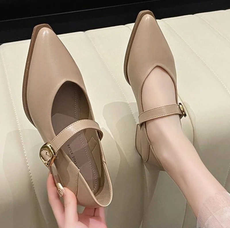 NEW Ladies Shoes 2024 High Quality Closed Toe Women's High Heels New Style Elegant High Heels Solid Shoes Female Pointed Toe