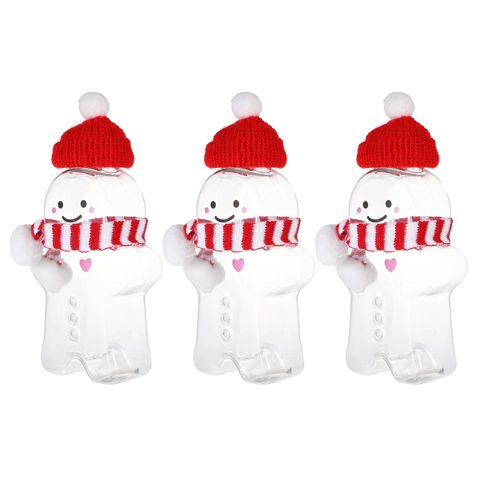 

Christmas Gingerbread Man Bottles Plastic Empty Juice Bottles With Hat And Scarf Milk Tea Water Bottle Drinking Cup