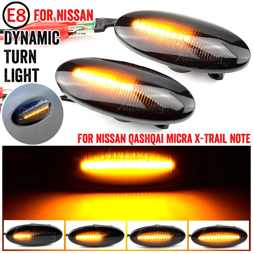 

For Nissan Qashqai Dualis Juke Micra March Micra CUBE EVALIA Note X-Trail LEAF Dynamic LED Side Marker Turn Signal Lights