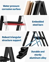 Step Ladder Aluminum Folding Step Stool W/ Wide Anti-Slip Pedal Home Office Lightweight Portable Stepladder (Silver,black) 5