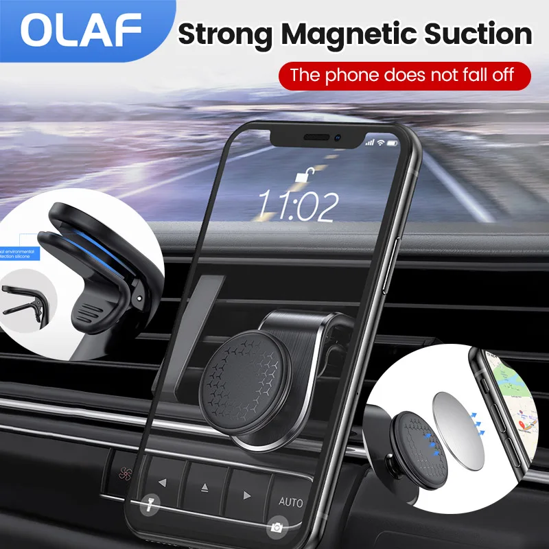 

Магнитный автомобильный держатель для телефона Olaf, поворот на 360 градусов, автомобильный держатель для телефона для Iphone, Samsung, автомобильный зажим для вентиляционного отверстия