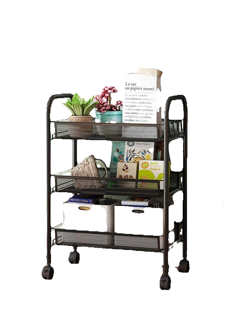 3-Layer Kitchen Rack Removable Kitchen Trolley Holder Shelf Storage Rack Organizer Living Room Office Cart With Rolling Wheel