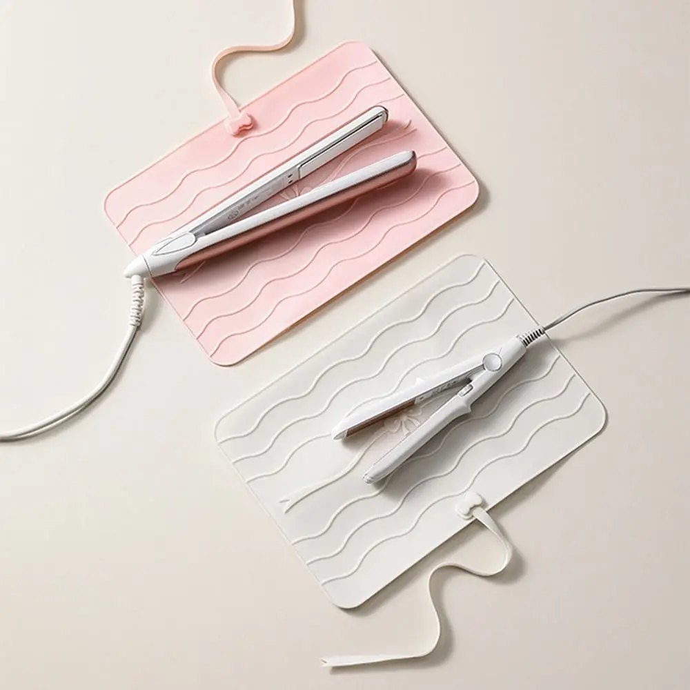 2 in 1 Hair Curler Storage Bag Folding Silicone Straightener Storage Pouch Waterproof Dustproof Heat Resistant Mat Make Up Bag
