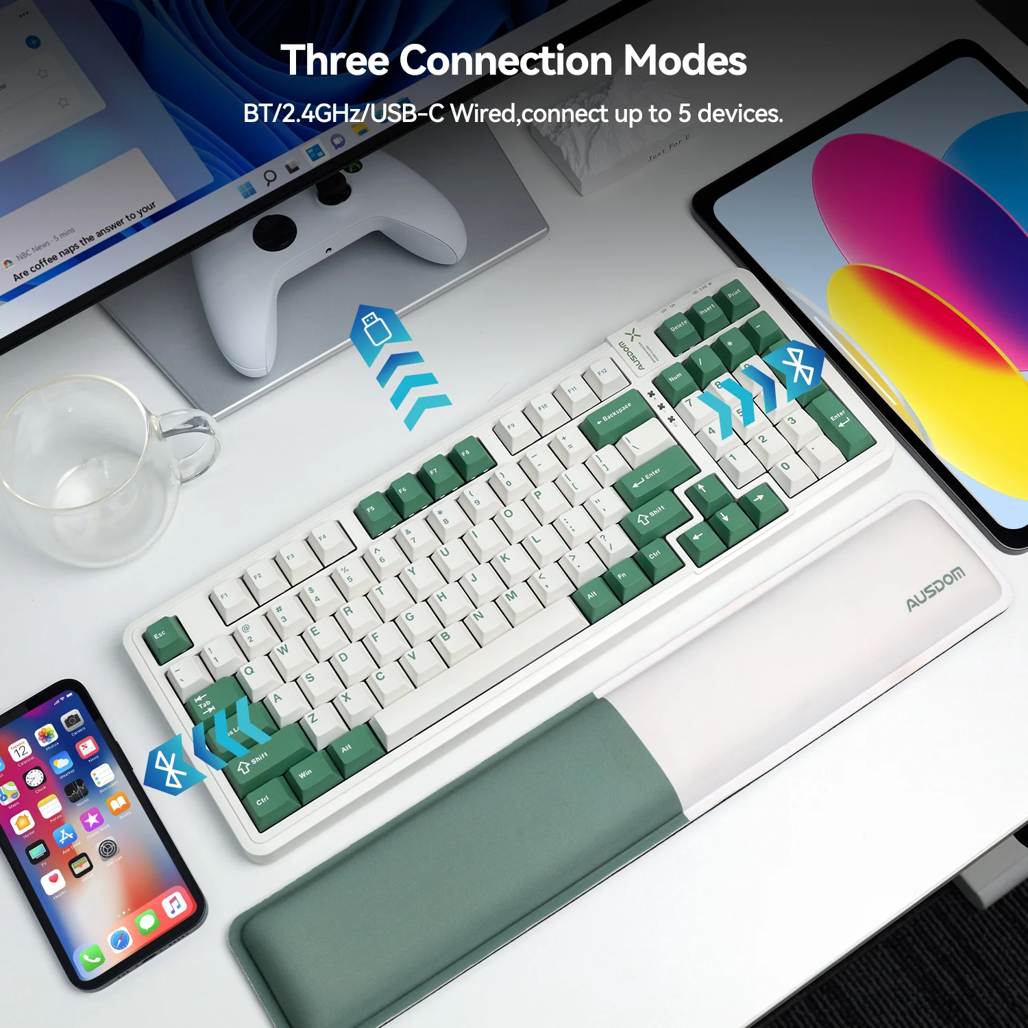 thumbnail image 2 of F99 Wireless Mechanical Keyboard,Bluetooth 5.0/2.4GHz/USB-C Hot Swappable Custom Keyboard,Pre... 2 of 13