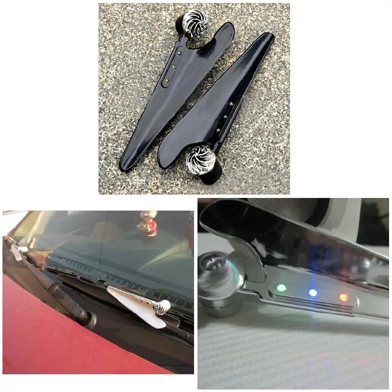 

2PCS Wind Powered Car Front Windscreen Wiper LED Light Decorative Lamp