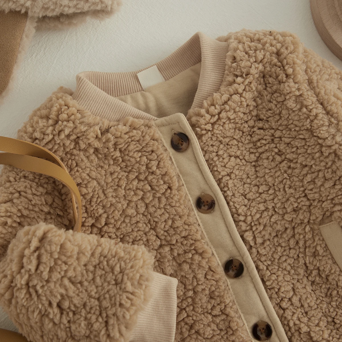 VISgogo Baby Girls Boys Autumn Winter Coat Patchwork Long Sleeve Button-Down Lamb Fleece Jacket Warm Outerwear